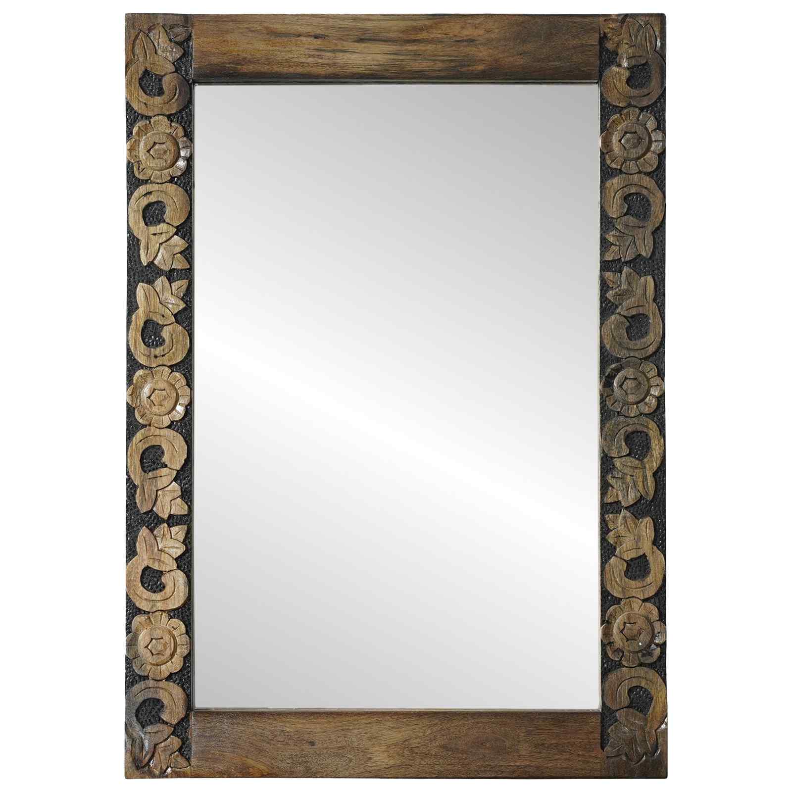 vidaXL Wall Mirror Walnut Brown 70 x 50 cm Engineered Wood and Glass 2