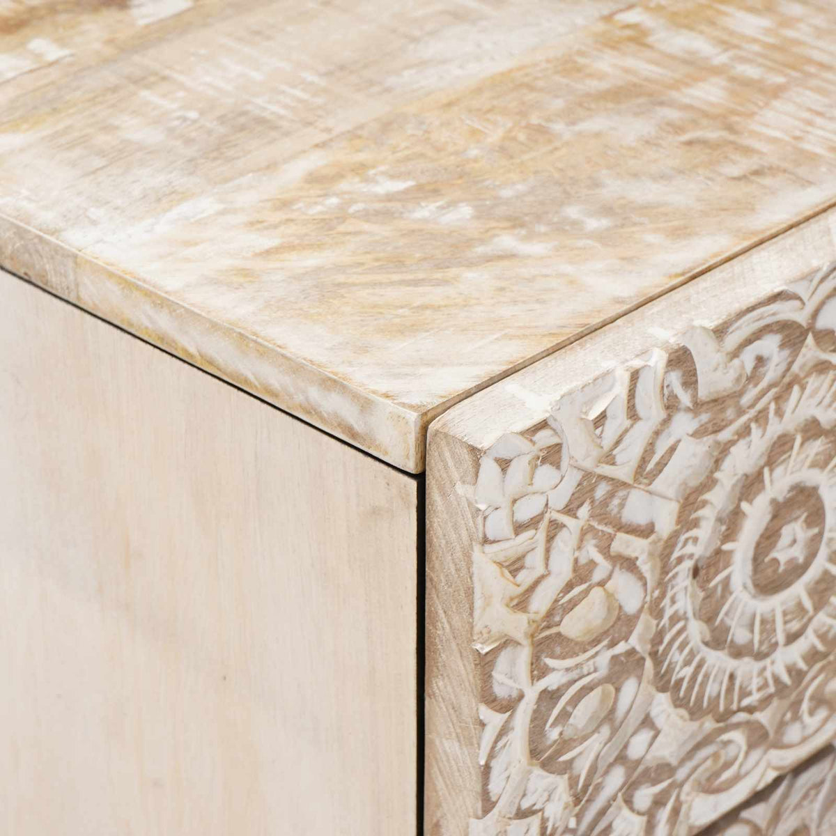 vidaXL Bed cabinet with Drawer White 50 x 33 x 60 cm Solid Mango Wood 6