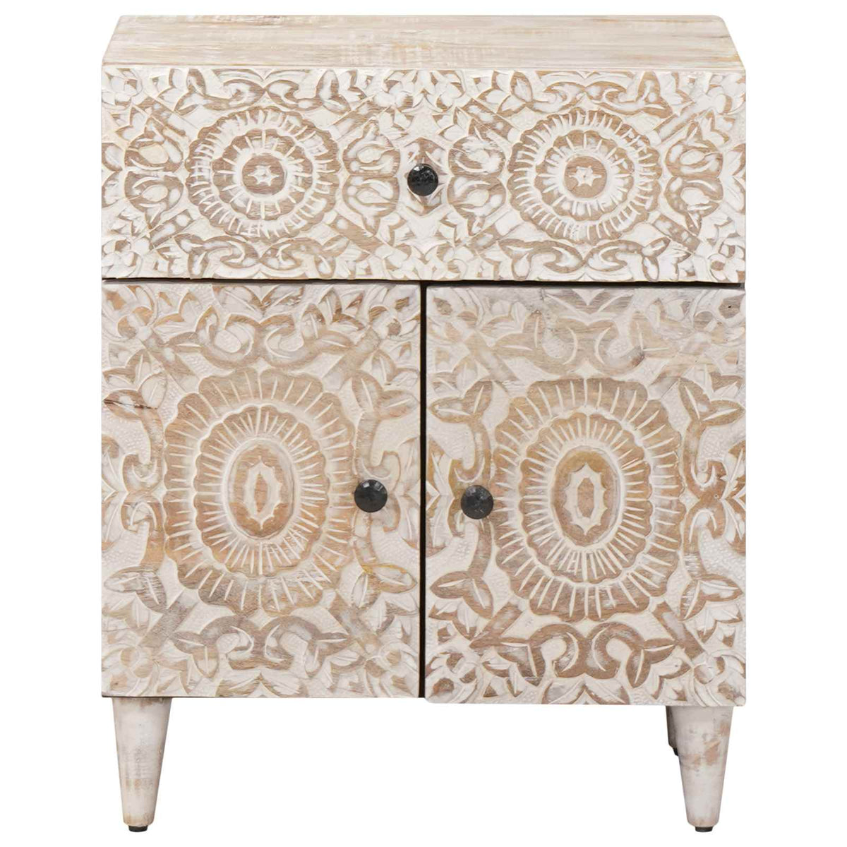 vidaXL Bed cabinet with Drawer White 50 x 33 x 60 cm Solid Mango Wood 3