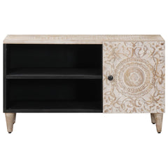 TV Cabinet with Shelf White Solid Mango Wood, image 3