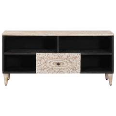 TV Cabinet White Solid Mango Wood, image 3