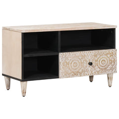 TV Cabinet Solid Mango Wood in White