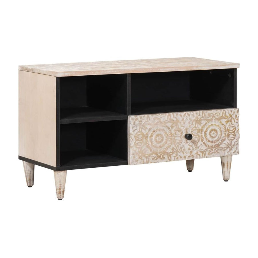 TV Cabinet White Solid Mango Wood