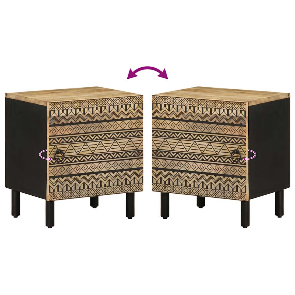 vidaXL Bed Cabinet Black 40x33.5x46 cm Solid Rough Wood Mango 6