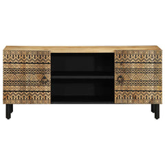 TV Cabinet Black Solid Rough Wood Mango, image 3