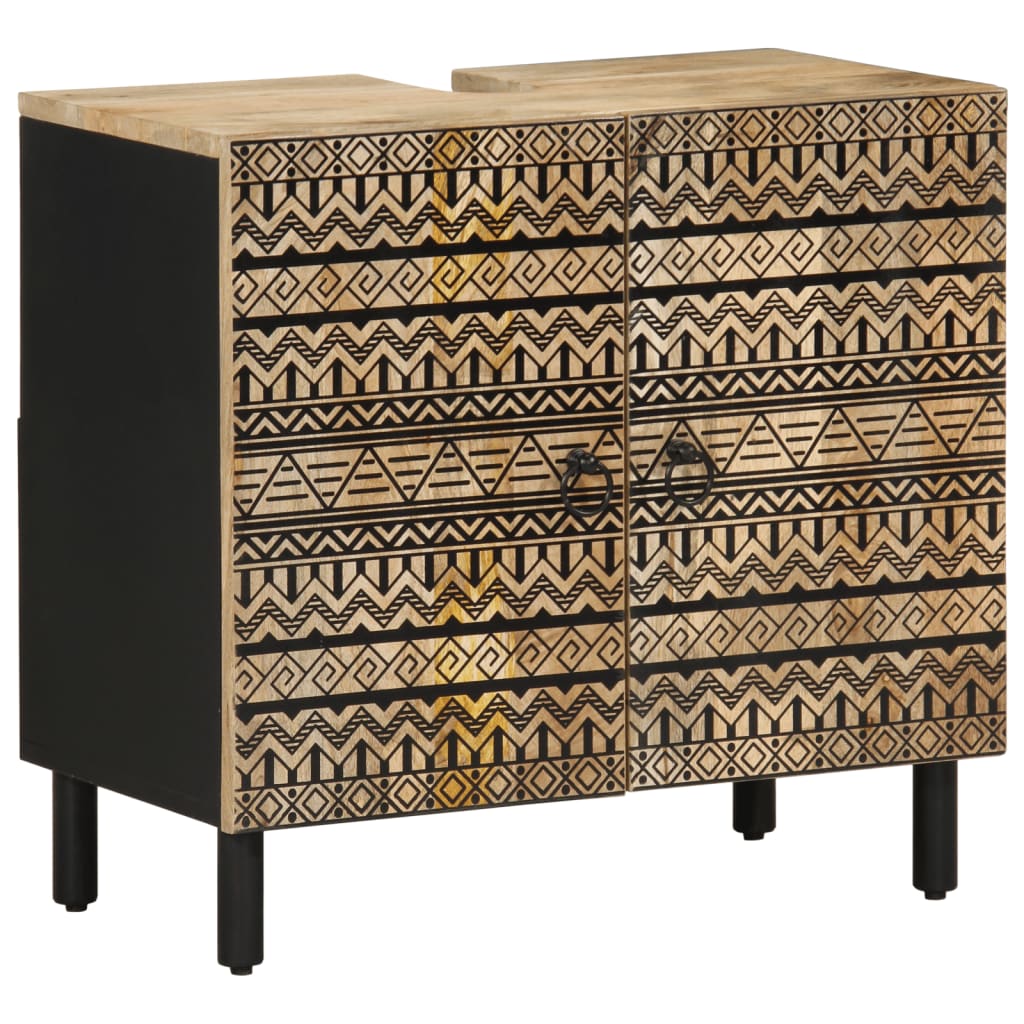 vidaXL Bathroom Sink Cabinet Black 62x33x58 cm Solid Wood Mango 1