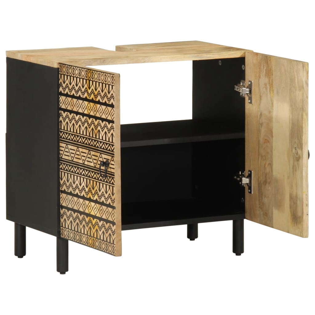 vidaXL Bathroom Sink Cabinet Black 62x33x58 cm Solid Wood Mango 2