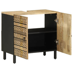 vidaXL Bathroom Sink Cabinet Black 62x33x58 cm Solid Wood Mango 2