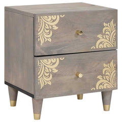 vidaXL Bedside Cabinet 2 pcs Grey 40 x 33 x 46 cm Solid Mango Wood 2