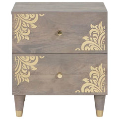 vidaXL Bedside Cabinet 2 pcs Grey 40 x 33 x 46 cm Solid Mango Wood 4