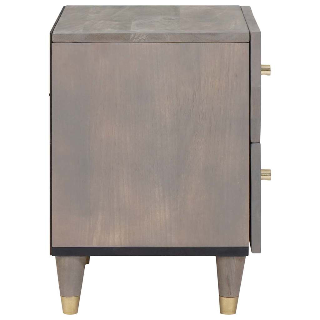 vidaXL Bedside Cabinet 2 pcs Grey 40 x 33 x 46 cm Solid Mango Wood 5