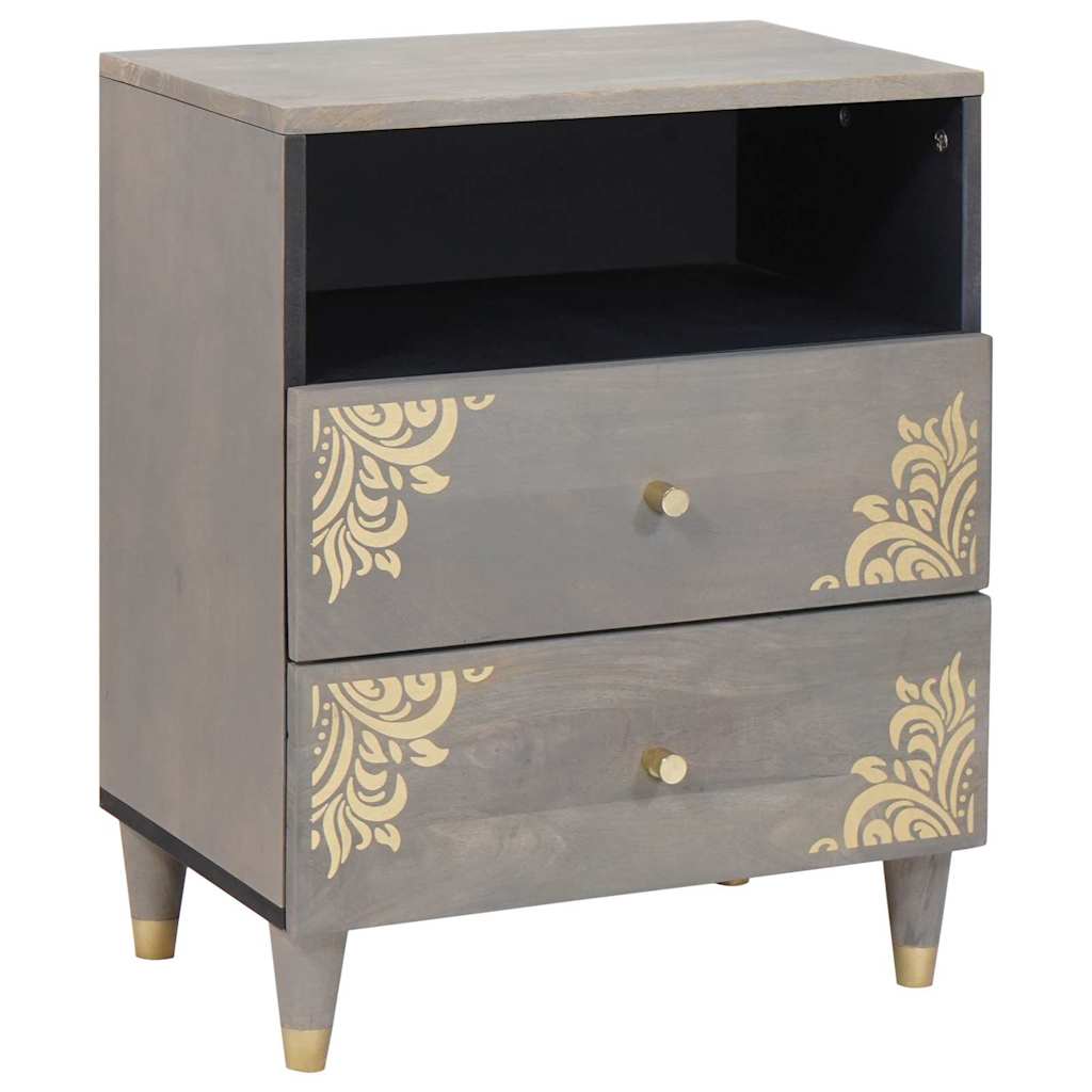 vidaXL Bedside Cabinet Grey 50 x 33 x 62 cm Solid Mango Wood 1