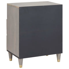 vidaXL Bedside Cabinet Grey 50 x 33 x 62 cm Solid Mango Wood 5