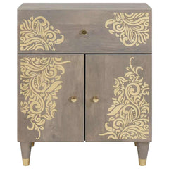 vidaXL Bedside Cabinet with Door Grey 50 x 33 x 60 cm Solid Mango Wood 3