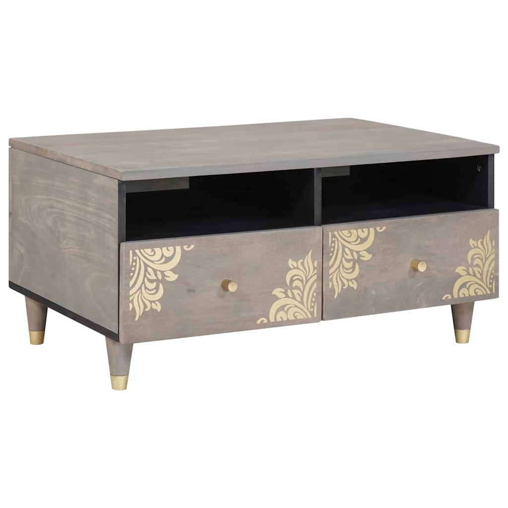 Coffee Table with Drawer 80 x 54 x 40 cm Solid Mango Wood Grey
