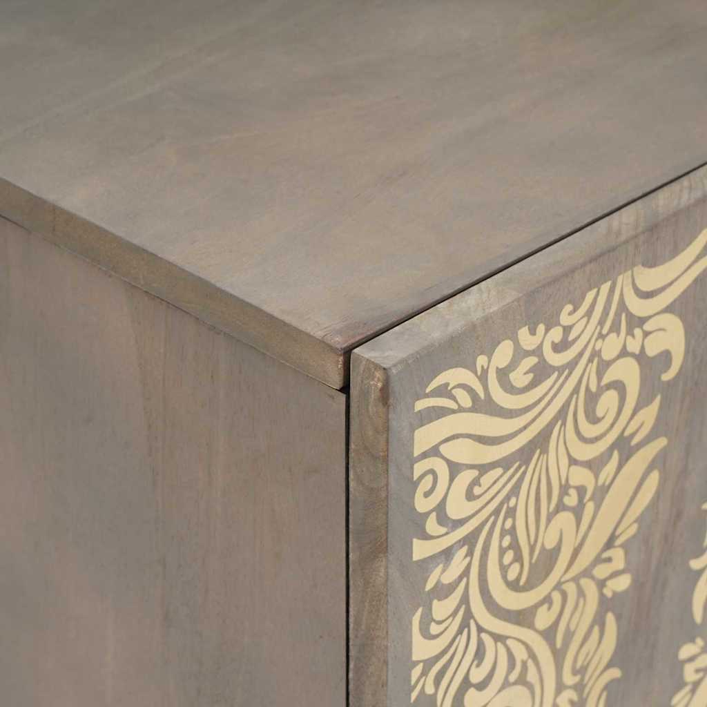 TV Cabinet with Drawer Grey Solid Mango Wood, image 6