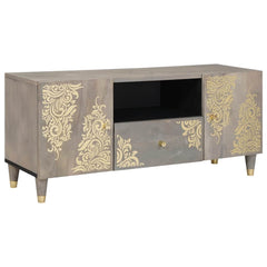 TV Cabinet with Drawer Solid Mango Wood in Grey