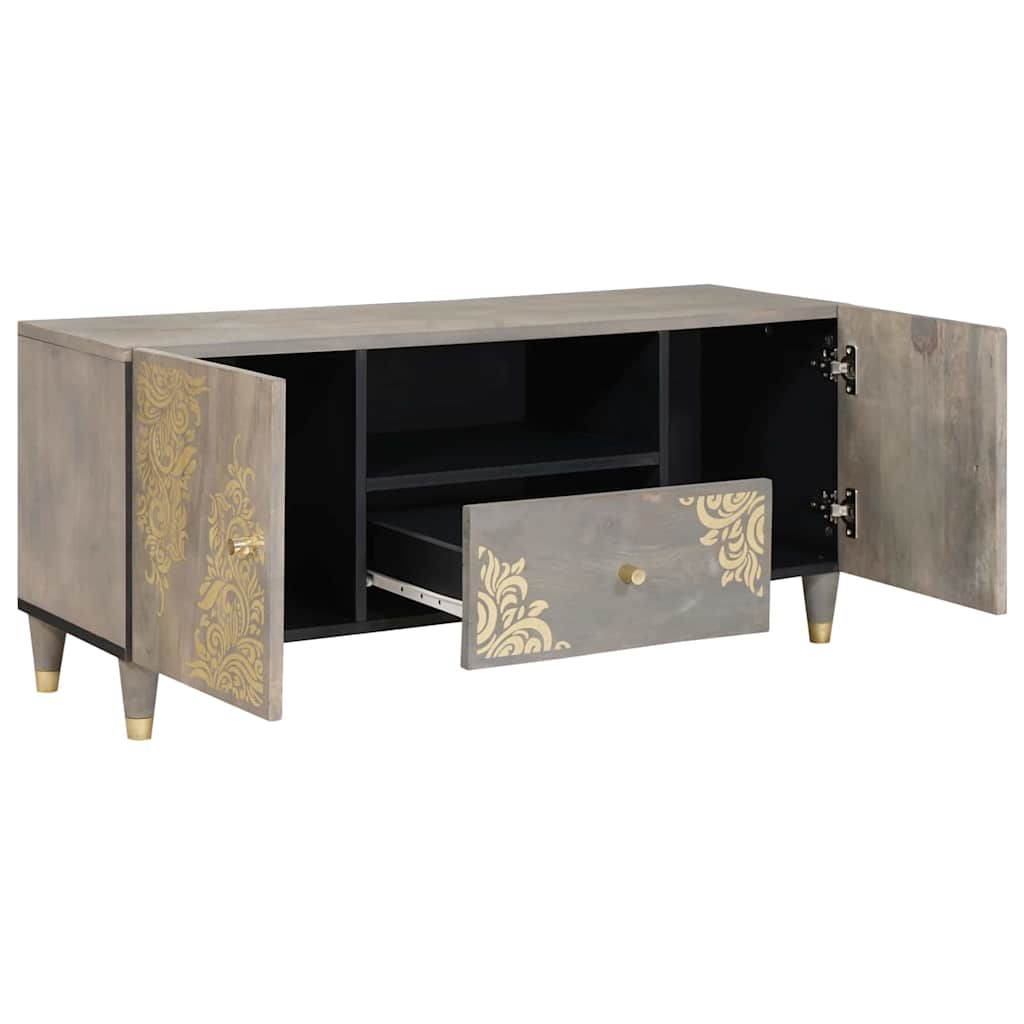TV Cabinet with Drawer Grey Solid Mango Wood, image 2