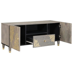 TV Cabinet with Drawer Grey Solid Mango Wood, image 2