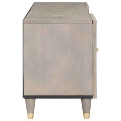 TV Cabinet with Drawer Grey Solid Mango Wood, image 4
