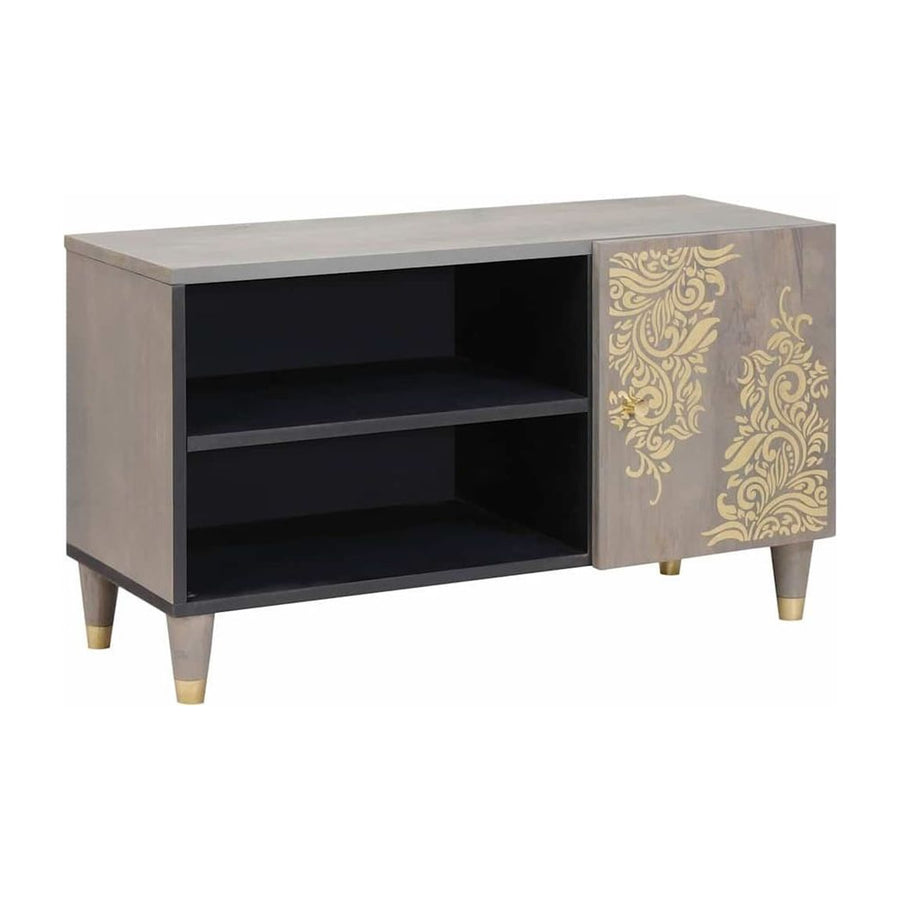 TV Cabinet Grey Solid Mango Wood