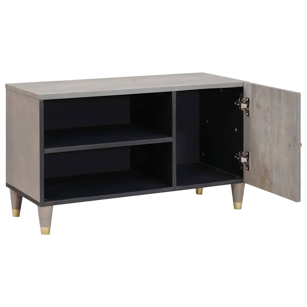 vidaXL TV Cabinet Grey 80 x 33 x 46 cm Solid Mango Wood 2