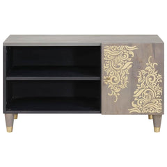 vidaXL TV Cabinet Grey 80 x 33 x 46 cm Solid Mango Wood 3
