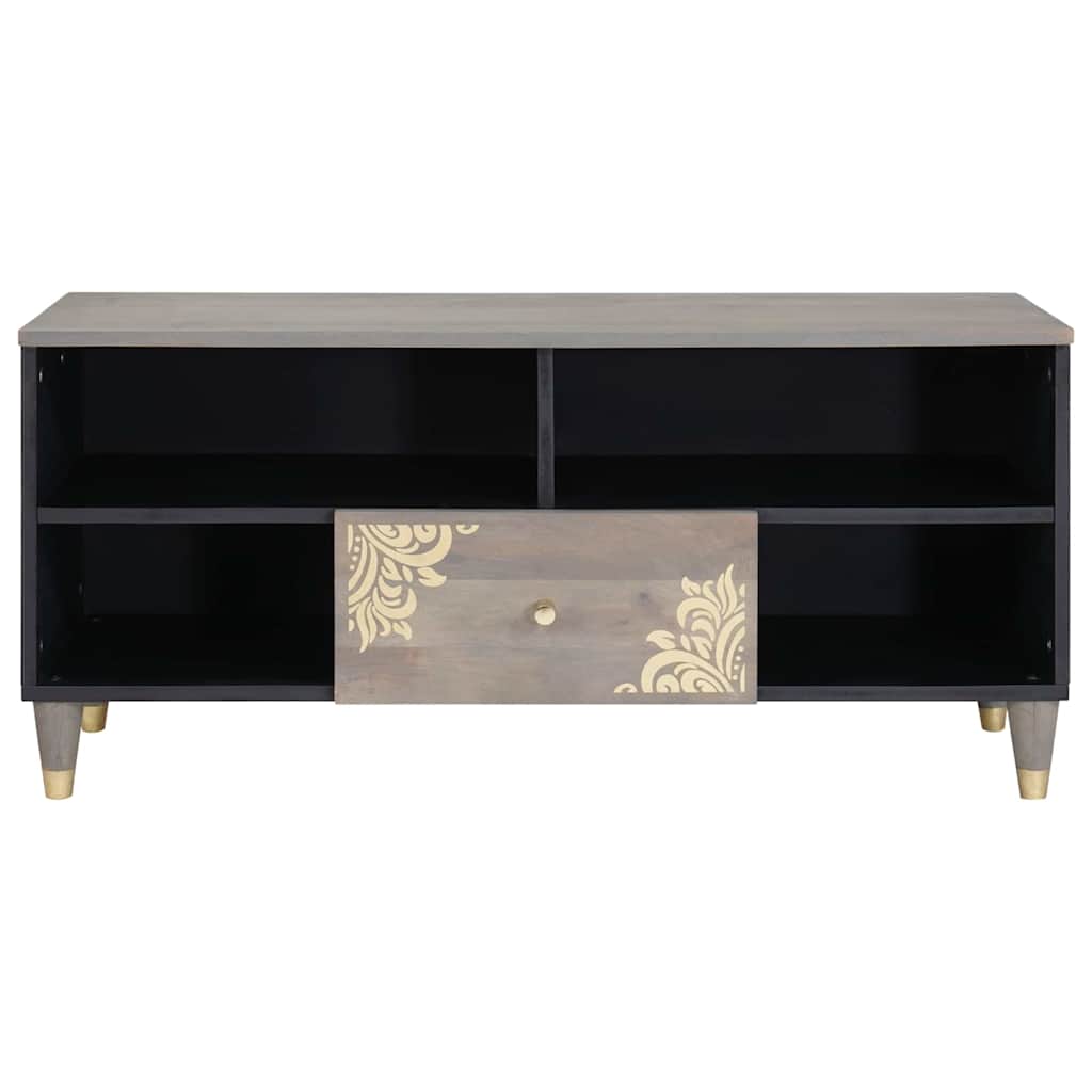 TV Cabinet with Drawer Grey Solid Mango Wood, image 3