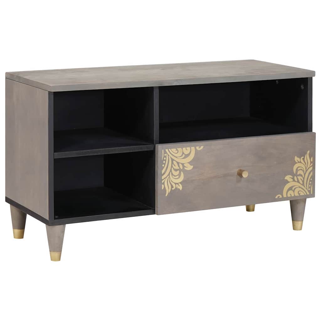 TV Cabinet with Drawer Solid Mango Wood in Grey
