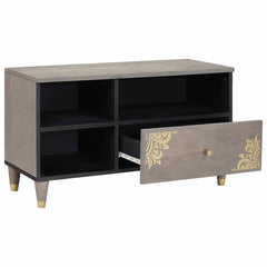 TV Cabinet with Drawer Grey Solid Mango Wood, image 2