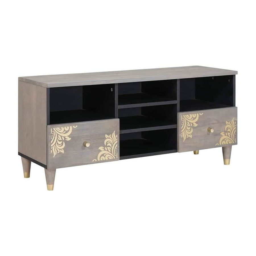 TV Cabinet Grey Solid Mango Wood