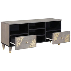TV Cabinet Grey Solid Mango Wood, image 2