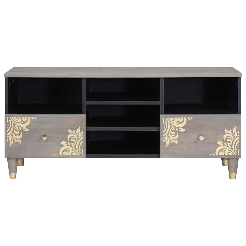 TV Cabinet Grey Solid Mango Wood, image 3