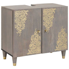 cabinet Solid Mango Wood Grey