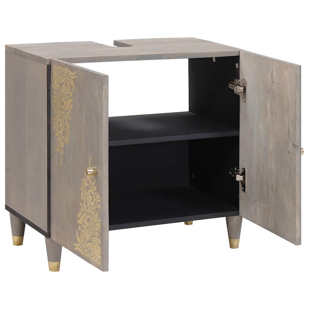 Sink cabinet 62 x 33 x 58 cm Solid Mango Wood Grey