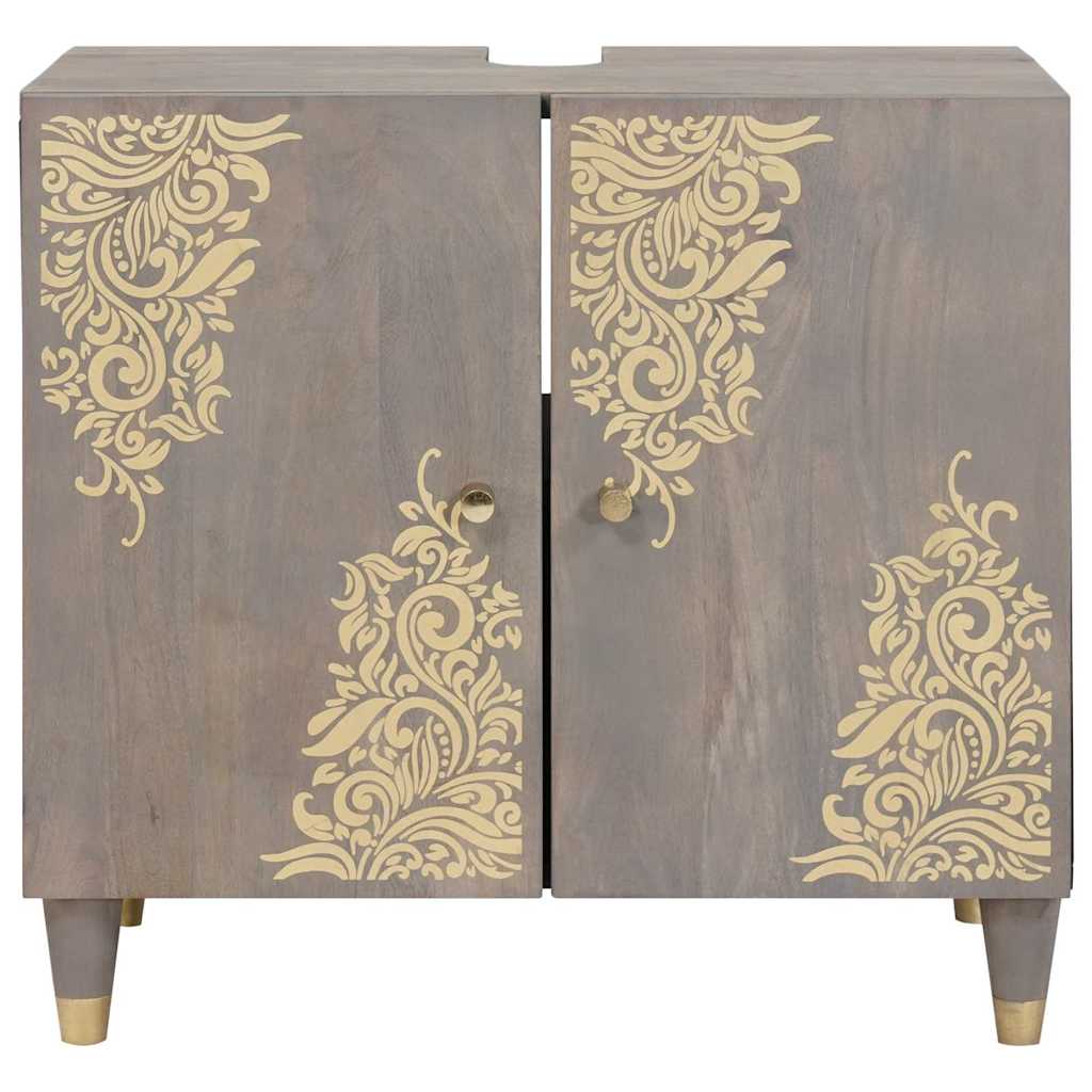 Sink cabinet 62 x 33 x 58 cm Solid Mango Wood Grey