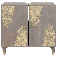 Sink cabinet 62 x 33 x 58 cm Solid Mango Wood Grey