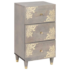 Sideboard and Gold Solid Mango Wood in Grey