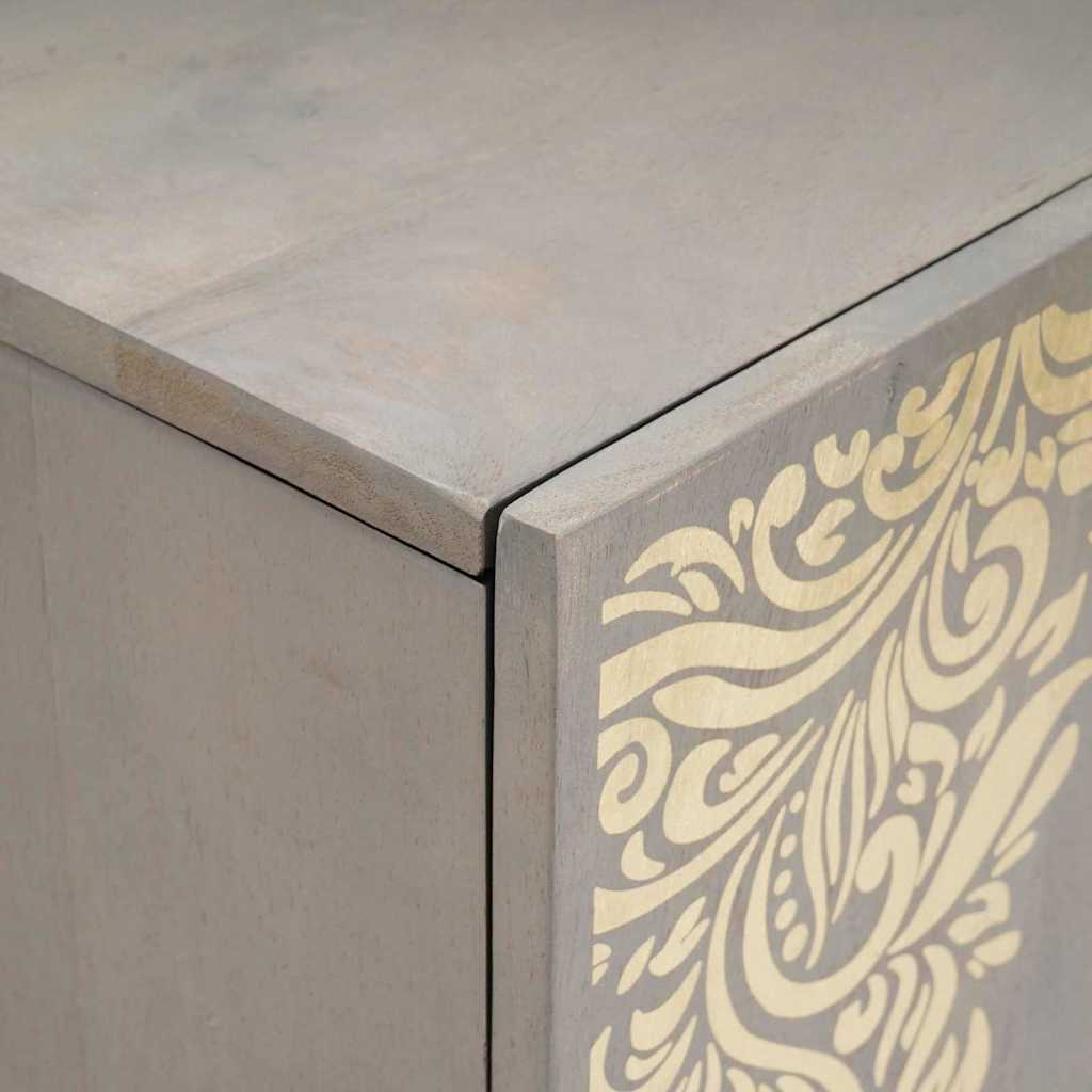 vidaXL Sideboard Grey and Gold 90 x 33 x 75 cm Solid Mango Wood 6