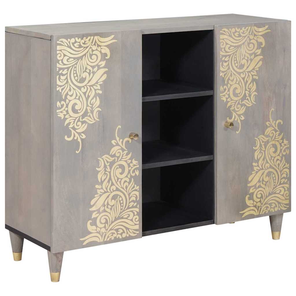 vidaXL Sideboard Grey and Gold 90 x 33 x 75 cm Solid Mango Wood 1