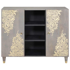 vidaXL Sideboard Grey and Gold 90 x 33 x 75 cm Solid Mango Wood 3