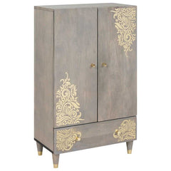 Highboard Grey and Gold Solid Mango Wood, image 2