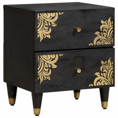 vidaXL Bedside Cabinet 2 pcs Black 40 x 33 x 46 cm Solid Mango Wood 2