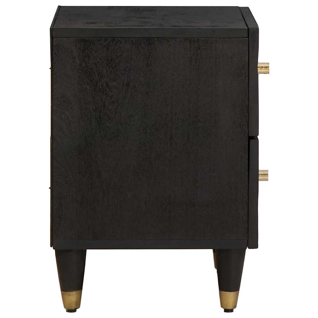 vidaXL Bedside Cabinet 2 pcs Black 40 x 33 x 46 cm Solid Mango Wood 5