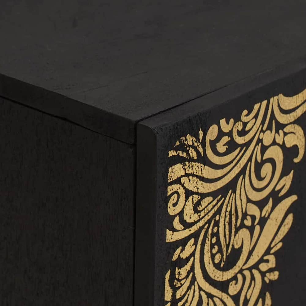 TV Cabinet Black Solid Mango Wood, image 6