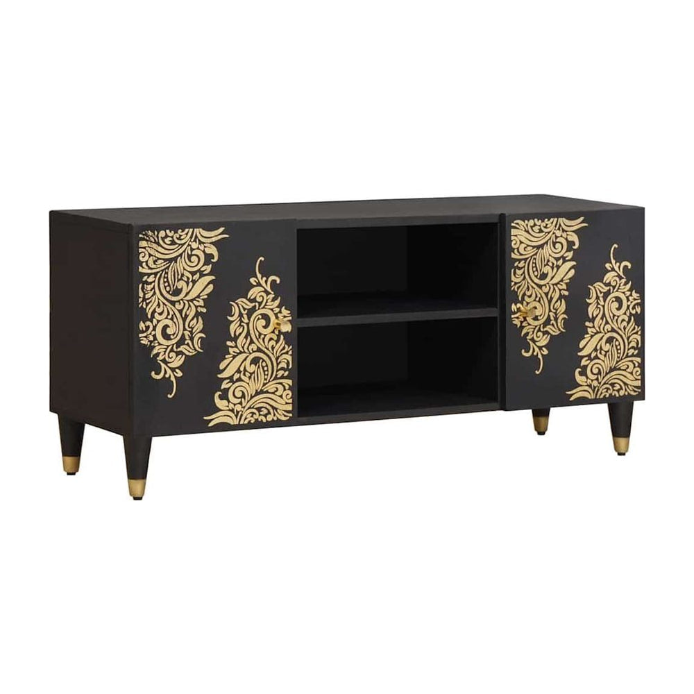 TV Cabinet Black Solid Mango Wood