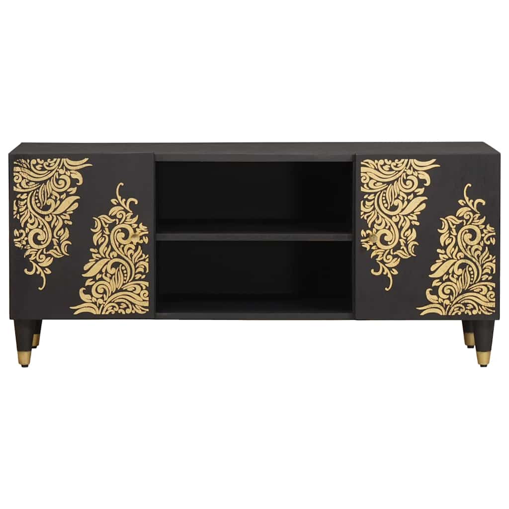 TV Cabinet Black Solid Mango Wood, image 3