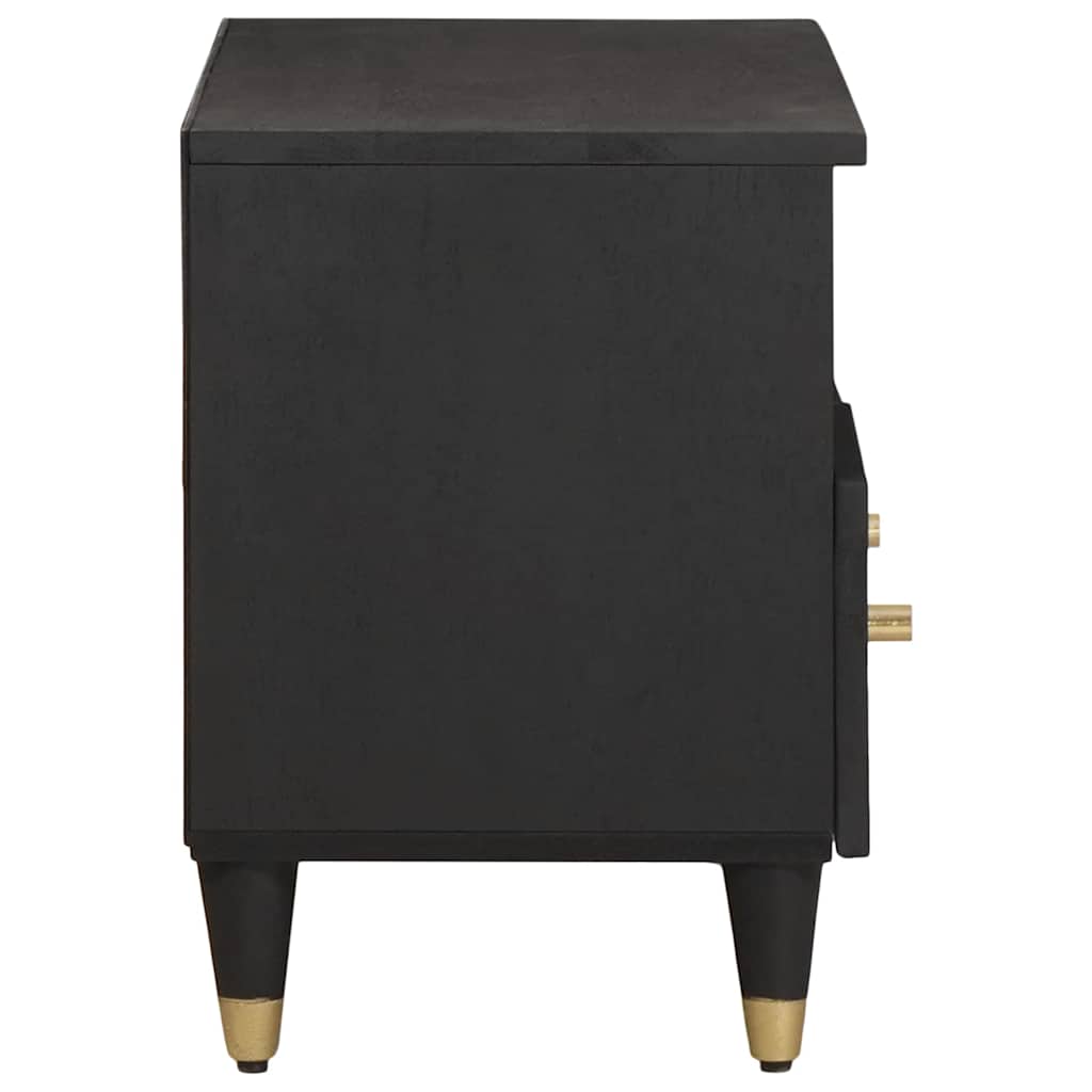 TV Cabinet with Drawer Black Solid Mango Wood, image 4