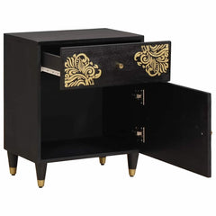 vidaXL Bedside Cabinet with Door with Drawer Black 50 x 33 x 60 cm 2