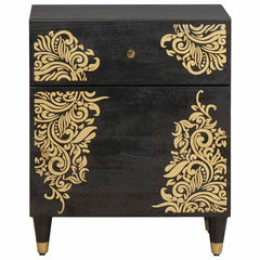 vidaXL Bedside Cabinet with Door with Drawer Black 50 x 33 x 60 cm 3